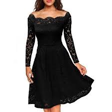 Miusol Women S Off Shoulder Vintage Lace Dresses Size Xl Black Miu 3533 Walmart Com Lace Swing Dress Off Shoulder Lace Dress Cocktail Dress Wedding