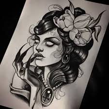 Black And White Womans Face Tattoo Design Art Ot Pechschwarztattoo Tattoo Designs Tattoos Face Tattoos For Women