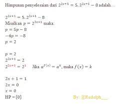 Untuk menemukan jawabannya silahkan blok semua tulisan pada pilihan gandanya, nanti akan terlihat salah satu jawabannya. Contoh Soal Eksponen Kumpulan Soal Pelajaran 5