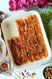 In a medium saucepan, add apples, sugar, vanilla, orange/lemon peel, cinnamon and cornstarch. Mesh Om Ali Phyllo Milk Pie Cleobuttera