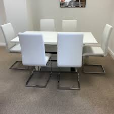 Get the best deals on extending dining tables. Leonard White High Gloss Extending Dining Table 6 Chairs Moon Furniture