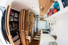 A great option for light gray cabinets is the shaker dove option: Van Cabinets Tables Storage Options Bearfoot Theory