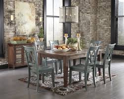 Mestler 7 Piece Brown Table Blue Chair Dining Set With Server Rectangular Dining Room Table Ashley Furniture Dining Casual Dining Rooms