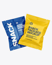 Download Two Matte Snack Package Mockup In Bag Sack Mockups On Yellow Images Object Mockups