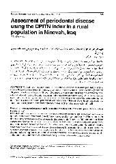 Periodontal screening and recording (psr) index. Assesment Of Periodontal Disease Using The Cpitn Index In Rural Population In Ninevah Iraq