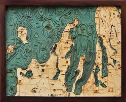 Grand Traverse Bay 3 D Nautical Wood Chart 16 X 20