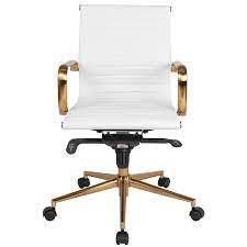 Feel fabulous at work with the aid of this sweet sultry chair. Mid Century Ribbed Office Chair Rose Gold Low Back White