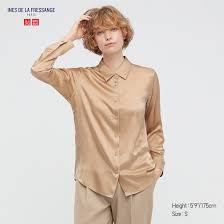 Women elegant short sleeve satin shirt button up solid office workwear blouse top. Women Silk Long Sleeve Blouse Ines De La Fressange Uniqlo Us