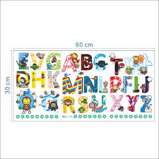 Cartoon Colorful 26 Letters Alphabet Wall Stickers For Nursery Kids Room Decor Minnie Mickey Growth Chart Pvc Diy Wall Art Decal