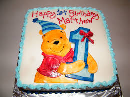 Square Simple Birthday Cake For 3 Year Old Boy Winnie The Pooh First Birthday Cake Children S Birthday Cakes Square Birthday Cake Boy Birthday Cake Christening Cake Boy
