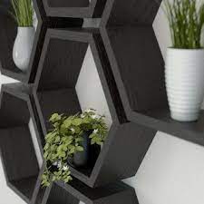 Set of 5 hexagon shelves in black finish. Hexagon Shelves Honeycomb Shelves Hexagon Shelf Honeycomb Hexagon Shelves Honeycomb Shelves Geometric Shelves
