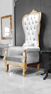 Baroque Throne Chair Queen High Back Chair White Leather And Gold In 2020 Throne Chair Queen Chair High Back Chairs