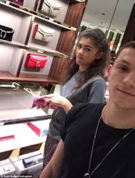 #21stbirthday, tom captioned an instagram photo of himself leaning against zendaya. Spider Man S Zendaya And Tom Holland Lark About In Mall Daily Mail Online