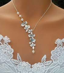 Silver Orchid Necklace Cascade Orchid Necklace Wedding Gift Etsy Orchid Necklace Wedding Jewelry Silver Pearl Necklace