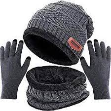 T Wilker 3 Pcs Winter Knit Beanie Hat Neck Warmer Scarf And Touch Screen Gloves Set For Men Women Gloves Set Beanie Hats Touch Screen Gloves