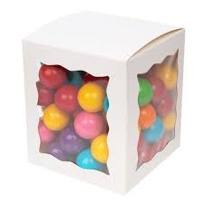 Gretel mini treat boxes with window and dividers for homemade chocolates, candy, and confections. With Attached Window Packlinq
