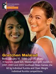 ➡️Gretchen Malalad is a Filipina athlete, beauty titleholder, and news  personality. She was a 2005 Southeast Asian Games karate gold medalist and  a former beauty pageant contestant in Binibining Pilipinas 2003, where