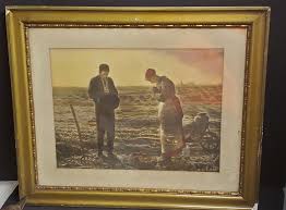 Francois millet the angelus poster prints wall art paintings for bedroom canvas decor for kitchen photos wall artwork for office decorative pictures for bathroom printed canvas giclee artwork (12x8inch(30x20cm),framed) $25.85. Old Painting Of The Angelus Antiques Board
