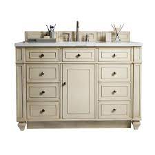 They also include corner brackets, which are also known as gussets, to reinforce the corners of the cabinets. James Martin Vanities Bristol 48 In W Single Bath Vanity In Vintage Vanilla With Solid Surface Vanity Top In Arctic Fall With White Basin 157 V48 Vv 3af The Single Bathroom Vanity Single