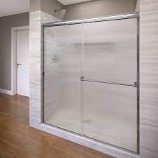 Basco Classic 44 In X 65 1 2 In Semi Frameless Sliding Shower Door In Chrome Clch05a4465rnsv The Home Depot Shower Doors Glass Shower Enclosures Bypass Sliding Shower Doors