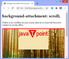 Css Background Attachment Property Javatpoint Css background attachment property specifies whether the image set using.
