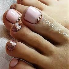 Pink Cooper Toe Nails Gel Toe Nails Feet Nails Fall Toe Nails