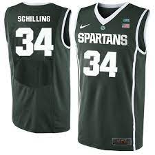 Men 34 Gavin Schilling Michigan State Spartans College Basketball Jerseys Green College Basketball Jersey Michigan State Spartans Basketball Jersey