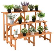 The first step of the woodworking project is to build the legs for the ladder shelves. Modern 3 Tier Wide Wood Flower Pot Step Ladder Plant Stand Modern Planter Hardware And Accessories By Imtinanz Llc Houzz