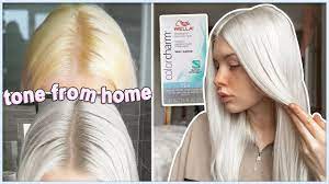 Things to consider before toning your hair. How To Tone Platinum Blonde Hair At Home Wella T14 Bye Yellow Brassy Tones Youtube