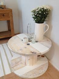 Upcycled Industrial Timber Cable Reel Coffee Table Straight From Valencia California Reclaimed With Wooden Spool Tables Cable Spool Furniture Spool Furniture
