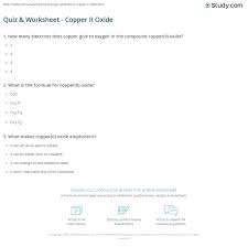 As a mineral, it is known as tenorite. Quiz Worksheet Copper Ii Oxide Study Com