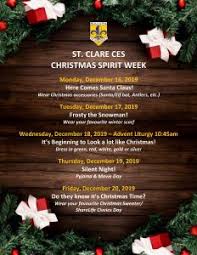 Christmas spirit week ~ 2020 monday, december 14th candy cane day wear red & white and/or something with candy canes. Christmas Spirit Week St Clare Catholic Elementary School