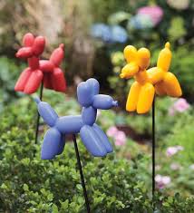 Ebay.com has been visited by 1m+ users in the past month Set Of 3 Balloon Dog Resin Garden Stakes Plowhearth