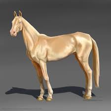 Palomino andalusian horse running in desert. Artstation Golden Akhal Teke Savanna Williams