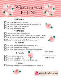 What S In Your Phone Game Floral Printable Free Bridal Shower Games Bridal Shower Games Funny Bridal Shower Games Free Printables