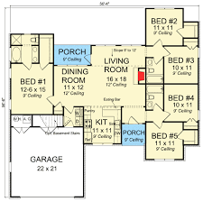 Plan 52268wm Southern House Plan With Five Bedrooms Southern House Plan My House Plans Bedroom House Plans