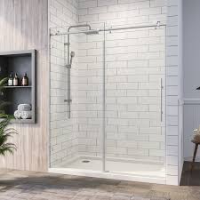 Our very popular custom shower doors, pivot shower door, and frameless glass shower doors continue to be staples in. Sunny Shower 60 In W X 72 In H Frameless Sliding Shower Doors 3 8 Inch Glass Brushed Nickel Stainless Steel Hardware Walmart Com Walmart Com