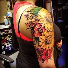 Sunflower Tattoo Sunflower Tattoo Sleeve Sunflower Tattoo Shoulder Colorful Sunflower Tattoo