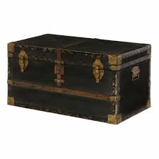 Satin silver accents create a nailhead design with an intersecting, grooved diamond pattern against a sleek black finish. Trunk Coffee Tables Hayneedle