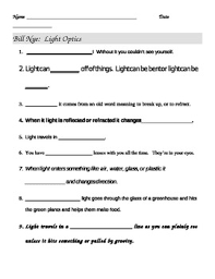 Bill Nye Light Optics Video Worksheet How To Memorize Things Bill Nye 5th Grade Science