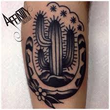 Black Color Cactus With Flower And Stars Traditional Tattoo Traditional Tattoo Cactus Tattoo Full Circle Tattoo