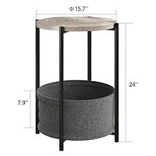 Check spelling or type a new query. Amolife Round End Table Sofa Side Table With Fabric Storage Basket For Living Room Small Coffee Table 24 Round Bedside Table With Grey Rustic Wood Top And Black Metal Frame Industrial Nightstand Pricepulse