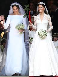 The bouquet was designed by shane connolly and draws on the traditions of flowers of significance for the royal family, the middleton family and on the language of flowers. Meghan Markle And Kate Middleton S Wedding Gowns Comparison People Com