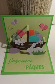Carte De Paques Panier D Oeufs En Kirigami Cartes Par Made By Newscrapeuse Carte De Paques Cartes A Fabriquer Carte Scrapbooking