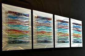Contemporary Glass Wall Art Fused Glass Metal Wall Art By Kim Merriman Art Glass Wall Art Fused Glass Art Stained Glass Wall Art