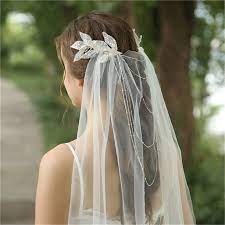 Bridal Veils And Headpieces Romantic Wedding Veil With Chain Etsy Romantic Wedding Veil Bridal Veils And Headpieces Veil Hairstyles