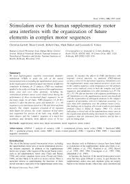 Pdf Stimulation Over The Human Supplementary Motor Area Interferes With The Organization Of Future Elements In Complex Motor Sequences