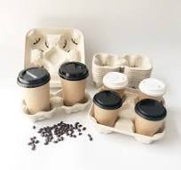 Disposable Take Away Hot Drink Tea Carrier Paper Cup with Handle Pulp  Coffee Paper Cup Holder