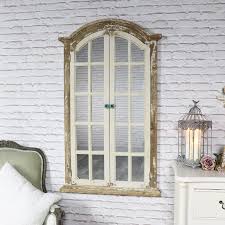 Farmhouse wall decor window mirror with shutters, rustic window mirror, rustic mirror, large window mirror, window pane mirror, wall mirror. Outdoor Window Mirror With Shutters Novocom Top