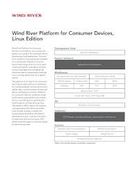 Wind river® has a long history of consistently supporting your key requirements for high. Wind River Platform For Consumer Devices Linux Edition
